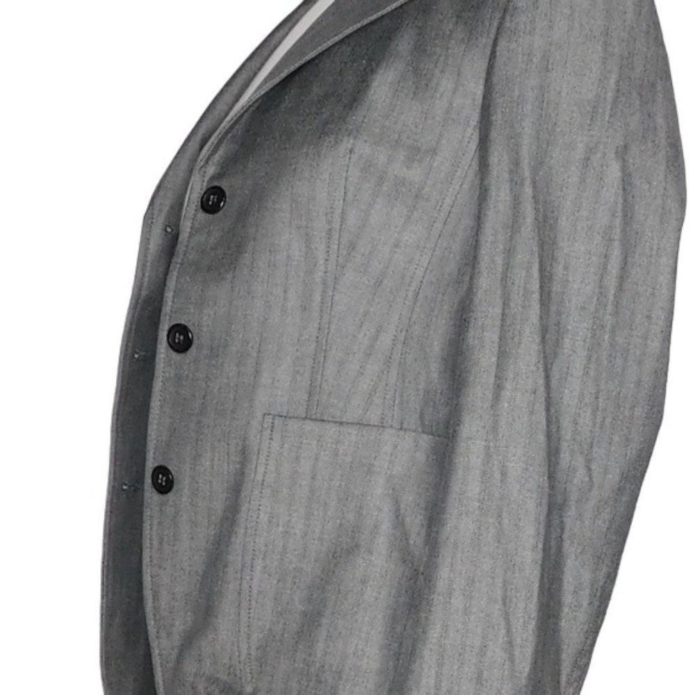Express Stretch 3 Button Wool Blend Grey Stripe B… - image 3